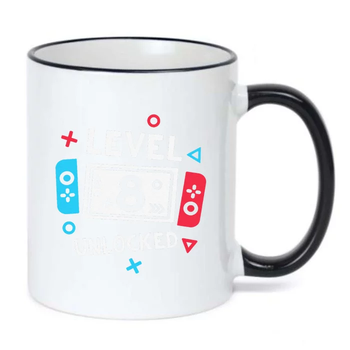 8th Birthday Level 8 Unlocked Video Game Party Black Color Changing Mug