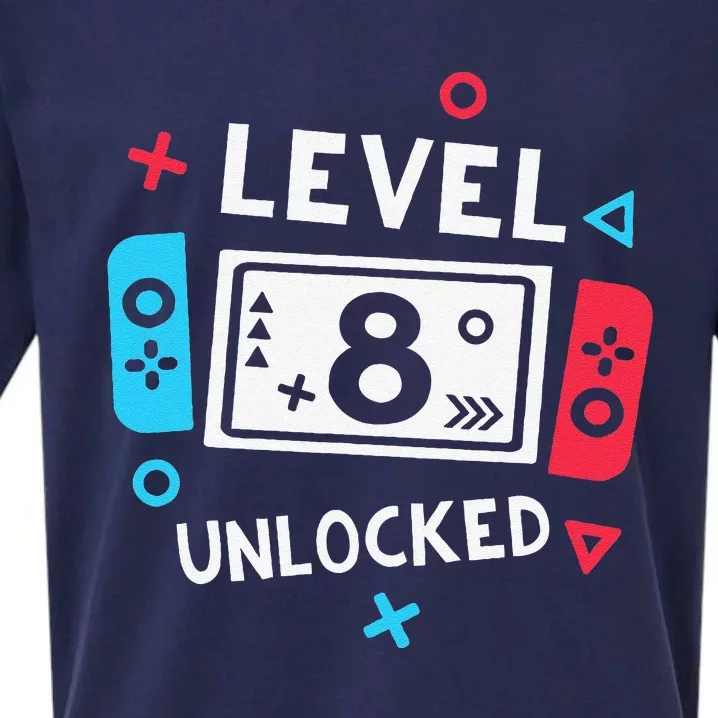 8th Birthday Level 8 Unlocked Video Game Party Sueded Cloud Jersey T-Shirt