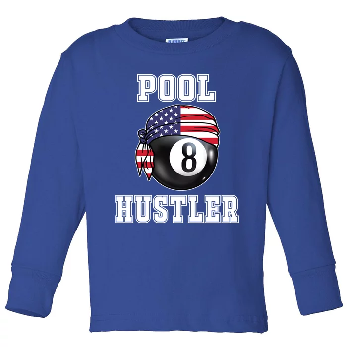 8 Ball Pool Hustler Billiards Funny Gift Pool Player Great Gift Toddler Long Sleeve Shirt