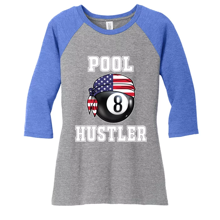 8 Ball Pool Hustler Billiards Funny Gift Pool Player Great Gift Women's Tri-Blend 3/4-Sleeve Raglan Shirt