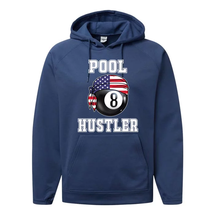 8 Ball Pool Hustler Billiards Funny Gift Pool Player Great Gift Performance Fleece Hoodie