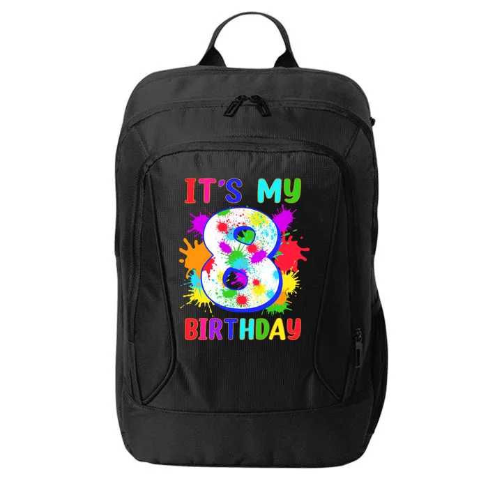 8th Birthday Paint Splashes Art 8 Year Old Boy Girl City Backpack