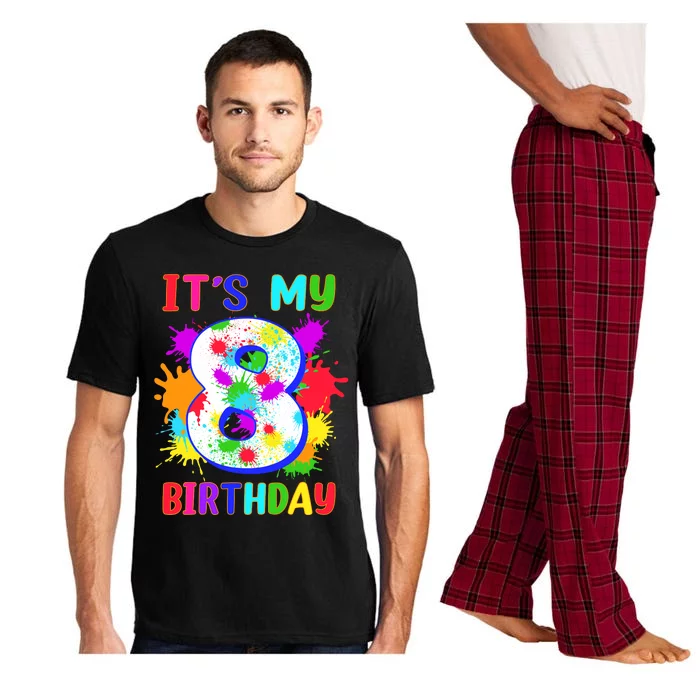 8th Birthday Paint Splashes Art 8 Year Old Boy Girl Pajama Set