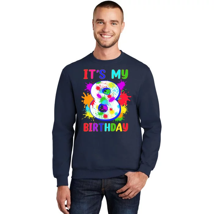 8th Birthday Paint Splashes Art 8 Year Old Boy Girl Sweatshirt