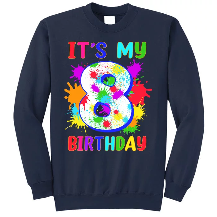 8th Birthday Paint Splashes Art 8 Year Old Boy Girl Sweatshirt