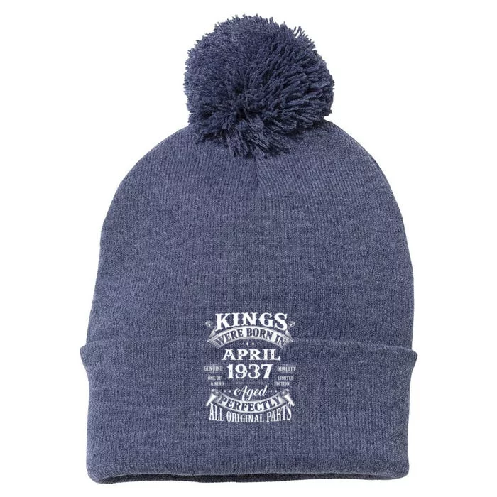 86th Birthday Present Gift Kings Born In April 1937 86 Years Old Pom Pom 12in Knit Beanie