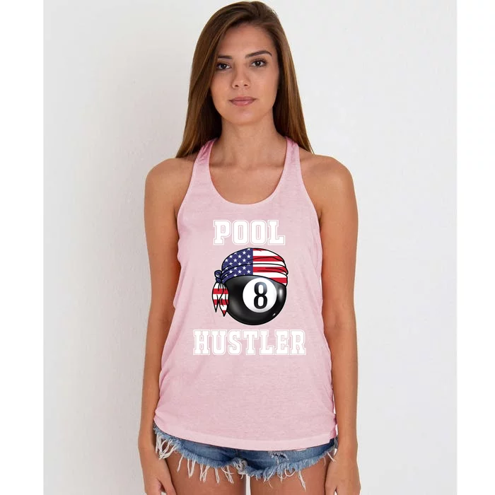 8 Ball Pool Hustler Billiards Funny Gift Pool Player Gift Women's Knotted Racerback Tank