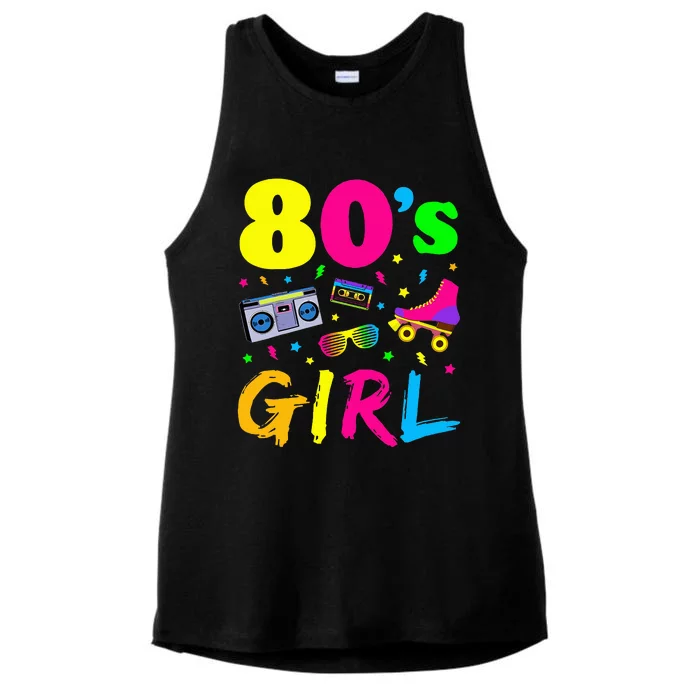 80s Birthday Party Costume Retro Vintage Gift Ladies Tri-Blend Wicking Tank