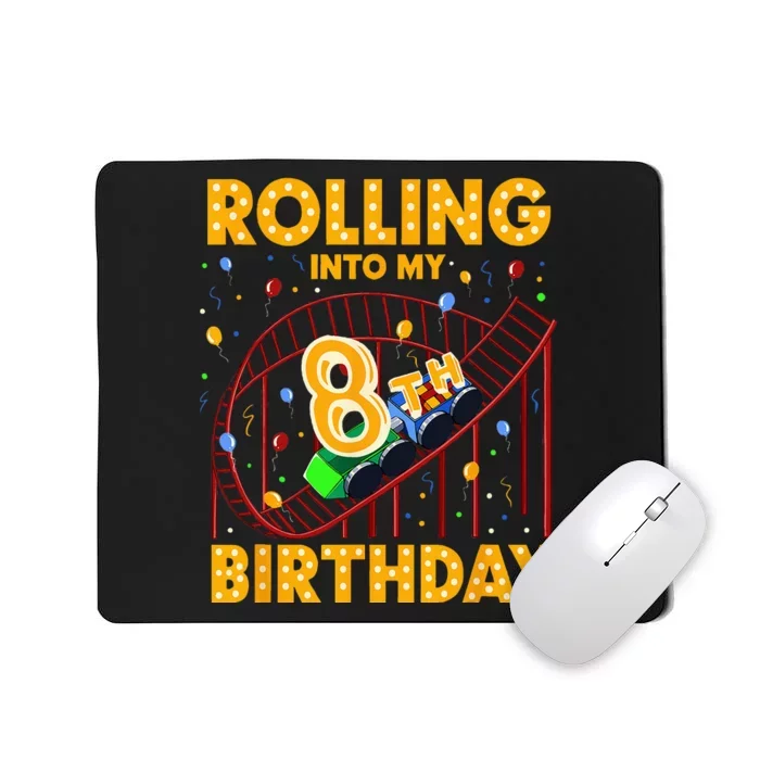 8th Birthday Rollercoaster Amusement Park Boy Girl Birthday Mousepad