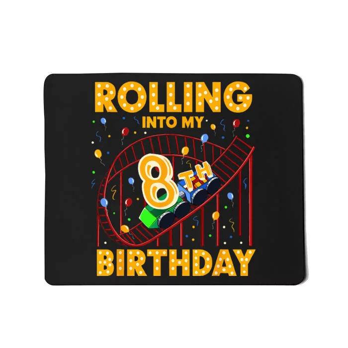 8th Birthday Rollercoaster Amusement Park Boy Girl Birthday Mousepad