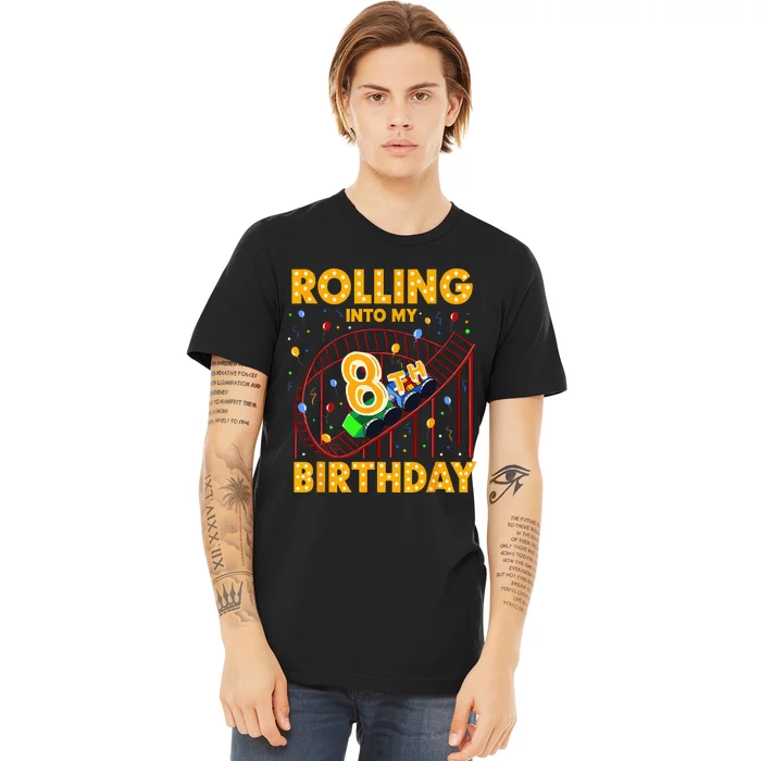 8th Birthday Rollercoaster Amusement Park Boy Girl Birthday Premium T-Shirt