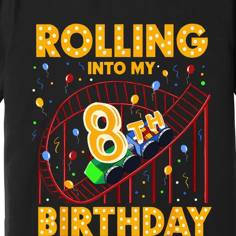 8th Birthday Rollercoaster Amusement Park Boy Girl Birthday Premium T-Shirt