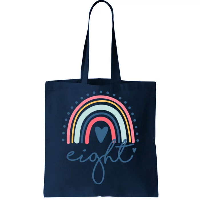 8th Birthday Rainbow Eight Year Old Cute Tote Bag