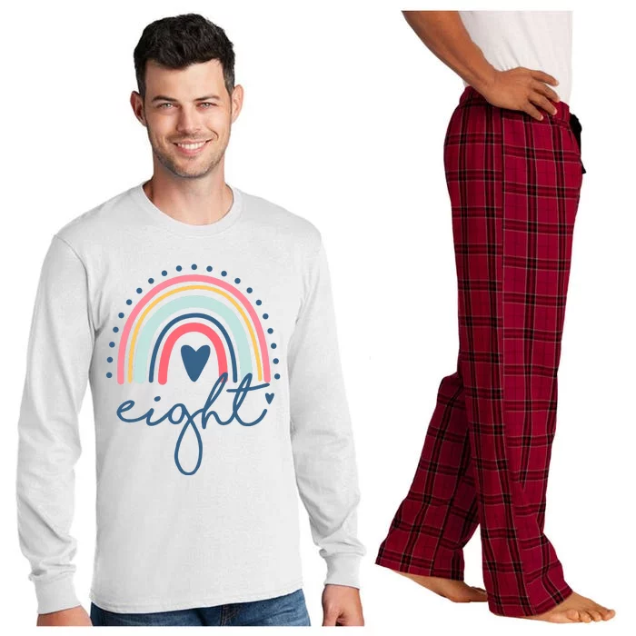 8th Birthday Rainbow Eight Year Old Cute Long Sleeve Pajama Set