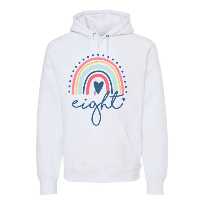 8th Birthday Rainbow Eight Year Old Cute Premium Hoodie