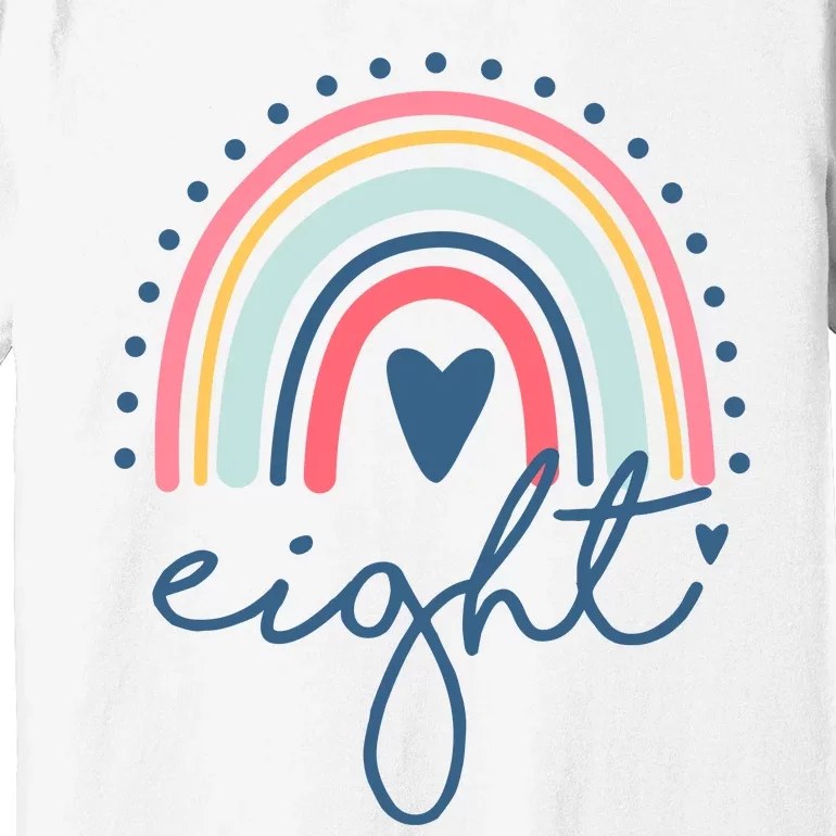 8th Birthday Rainbow Eight Year Old Cute Premium T-Shirt