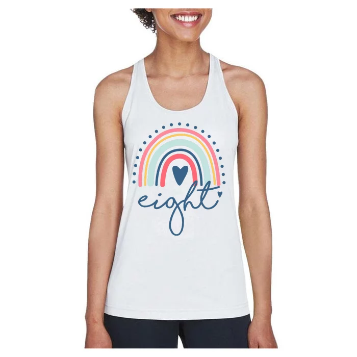 8th Birthday Rainbow Eight Year Old Cute Women's Racerback Tank