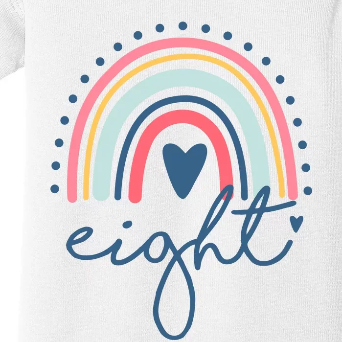 8th Birthday Rainbow Eight Year Old Cute Baby Bodysuit