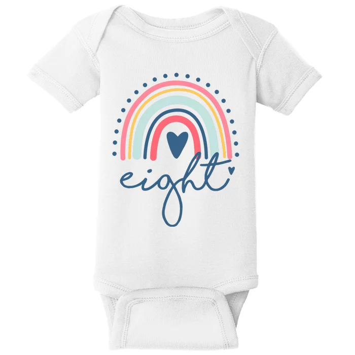 8th Birthday Rainbow Eight Year Old Cute Baby Bodysuit