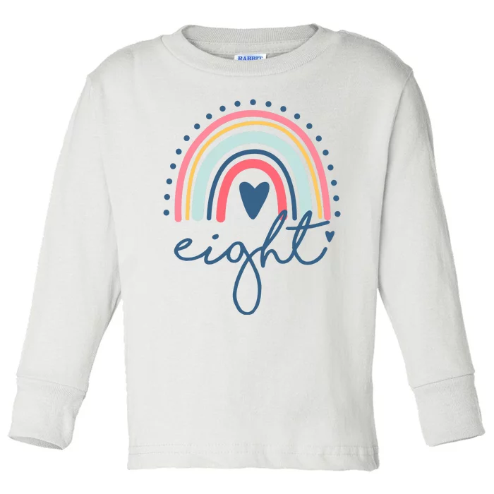 8th Birthday Rainbow Eight Year Old Cute Toddler Long Sleeve Shirt