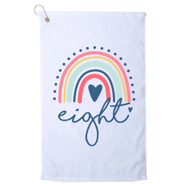 8th Birthday Rainbow Eight Year Old Cute Platinum Collection Golf Towel