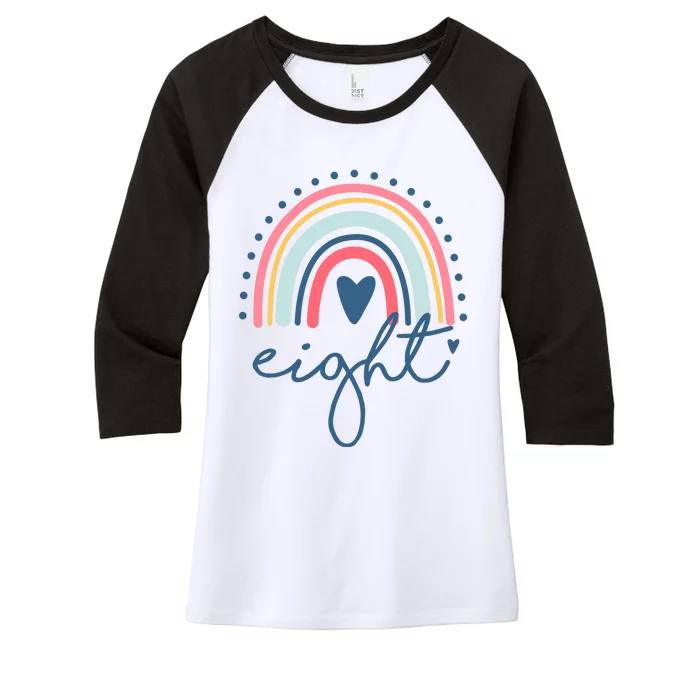 8th Birthday Rainbow Eight Year Old Cute Women's Tri-Blend 3/4-Sleeve Raglan Shirt