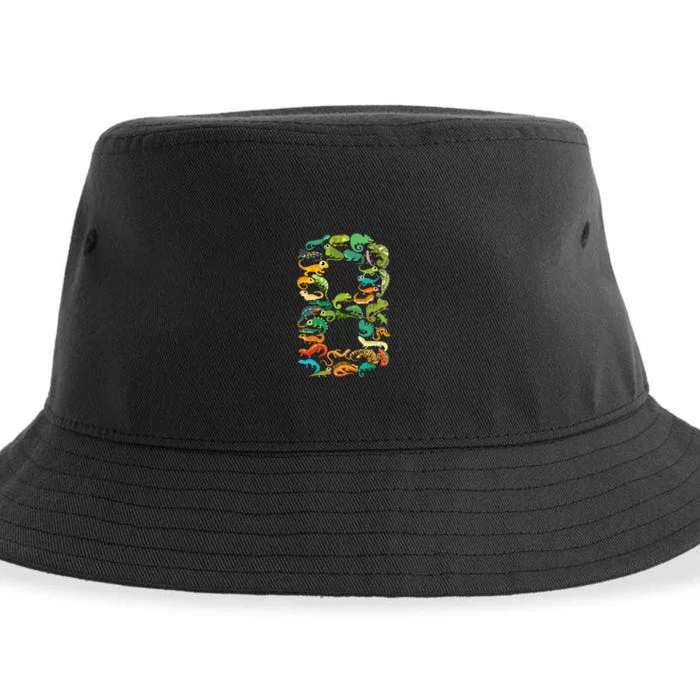 8th Birthday Reptiles Lizards Themed 8 Year Old Sustainable Bucket Hat