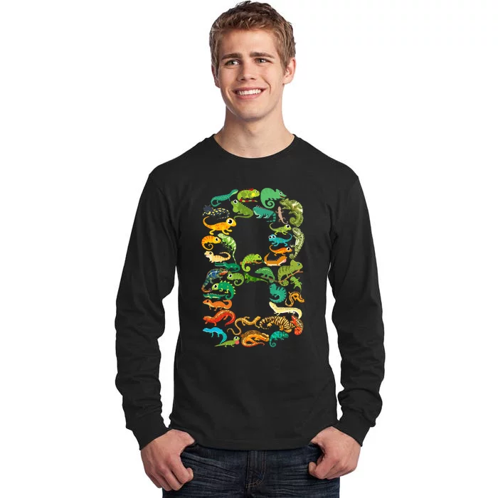 8th Birthday Reptiles Lizards Themed 8 Year Old Tall Long Sleeve T-Shirt