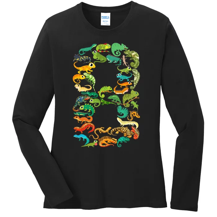 8th Birthday Reptiles Lizards Themed 8 Year Old Ladies Long Sleeve Shirt