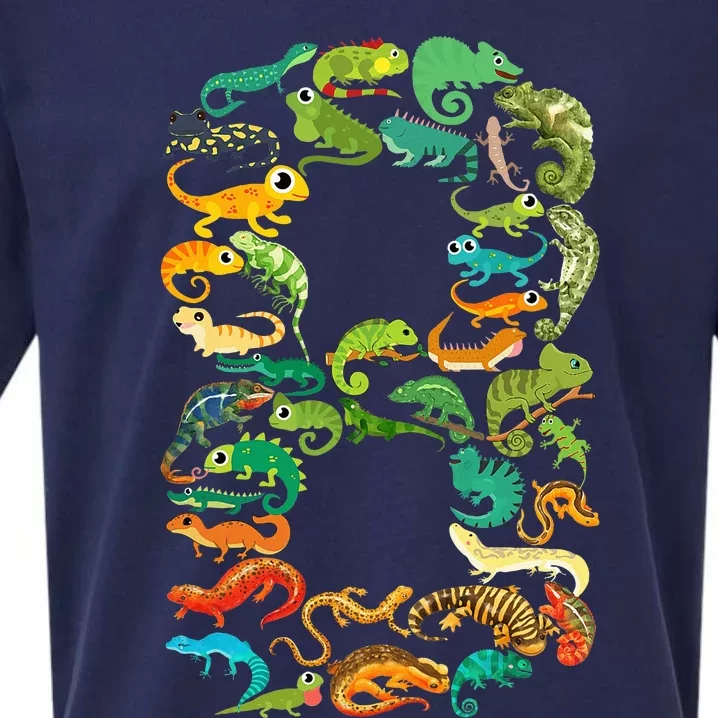 8th Birthday Reptiles Lizards Themed 8 Year Old Sueded Cloud Jersey T-Shirt