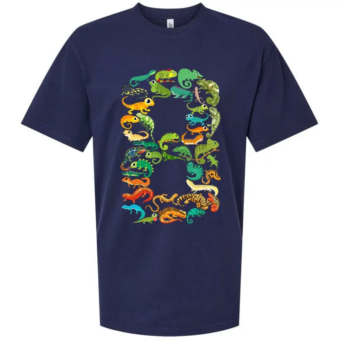 8th Birthday Reptiles Lizards Themed 8 Year Old Sueded Cloud Jersey T-Shirt