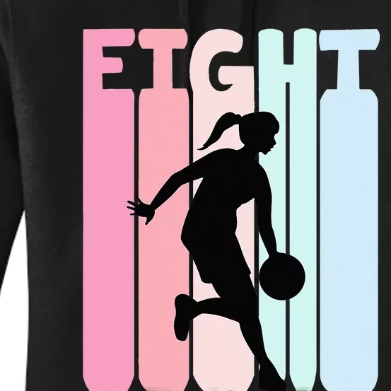 8th Birthday Retro Basketball Player 8 Years Old Eight Women's Pullover Hoodie