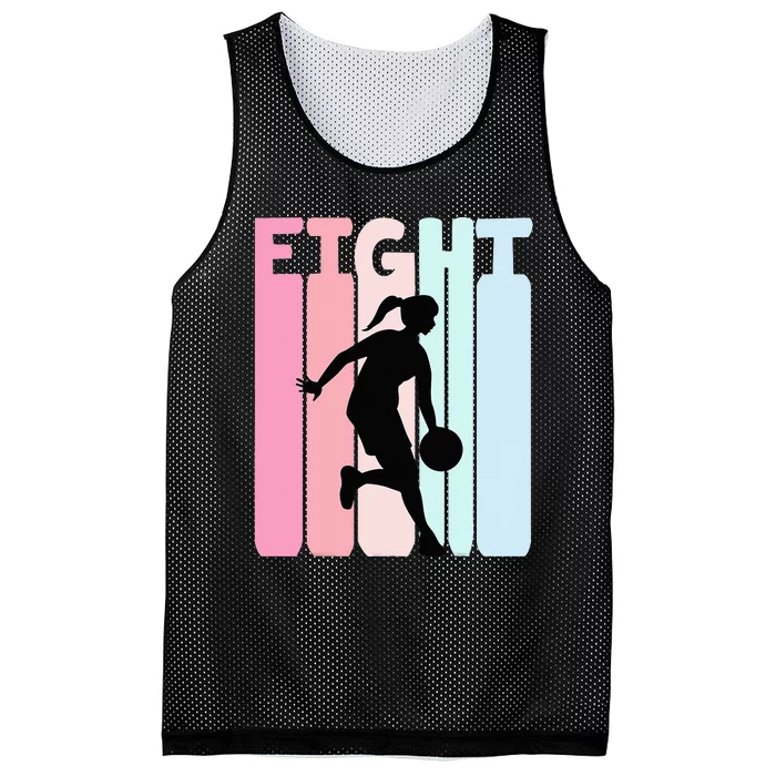 8th Birthday Retro Basketball Player 8 Years Old Eight Mesh Reversible Basketball Jersey Tank