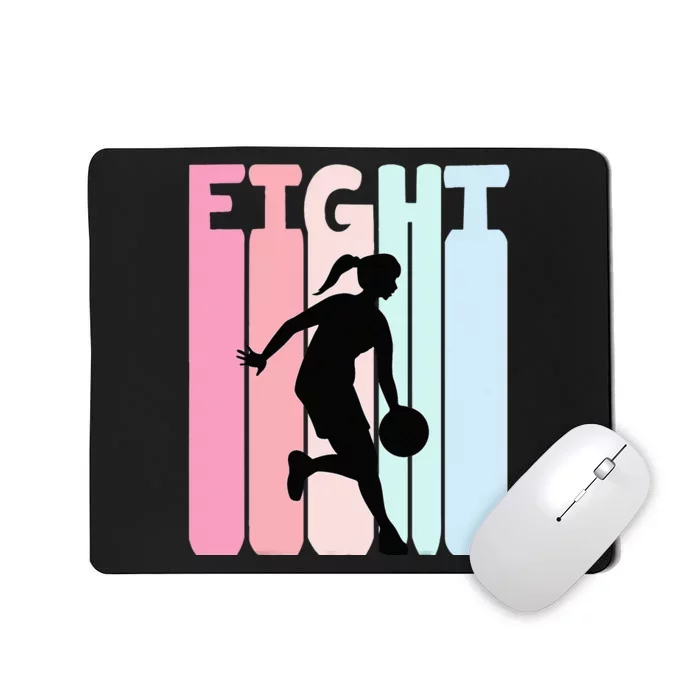 8th Birthday Retro Basketball Player 8 Years Old Eight Mousepad