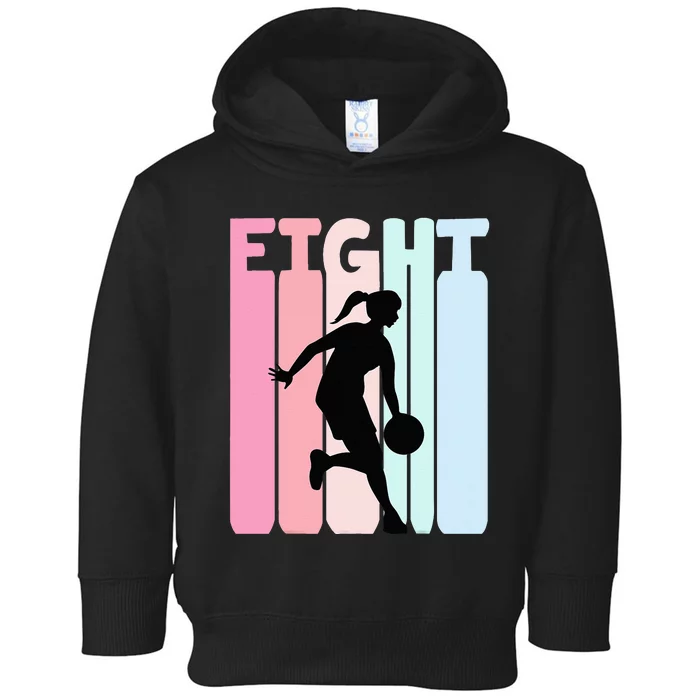 8th Birthday Retro Basketball Player 8 Years Old Eight Toddler Hoodie