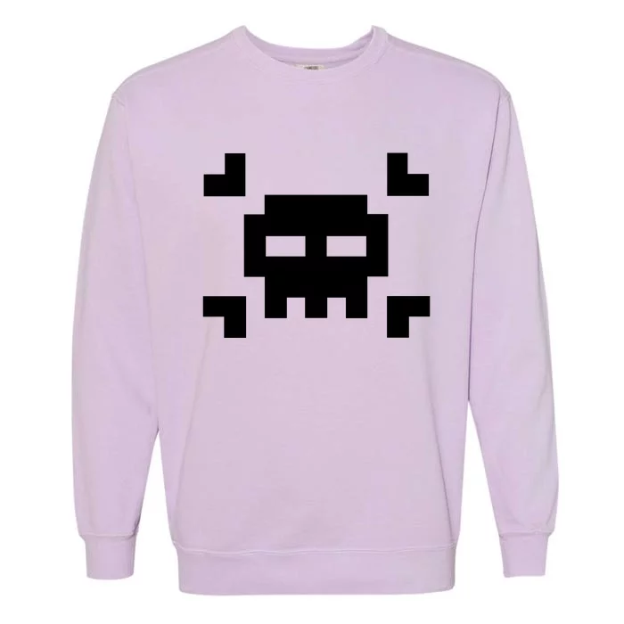 8 Bit Skull Garment-Dyed Sweatshirt