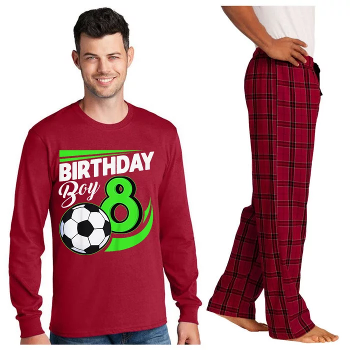 8th Birthday Soccer 8 Years Old Birthday Party Decor Long Sleeve Pajama Set