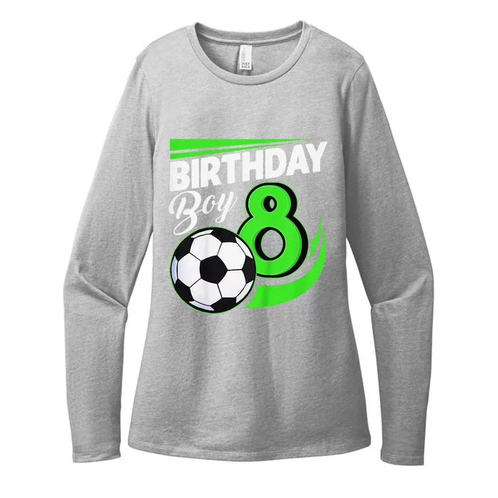 8th Birthday Soccer 8 Years Old Birthday Party Decor Womens CVC Long Sleeve Shirt