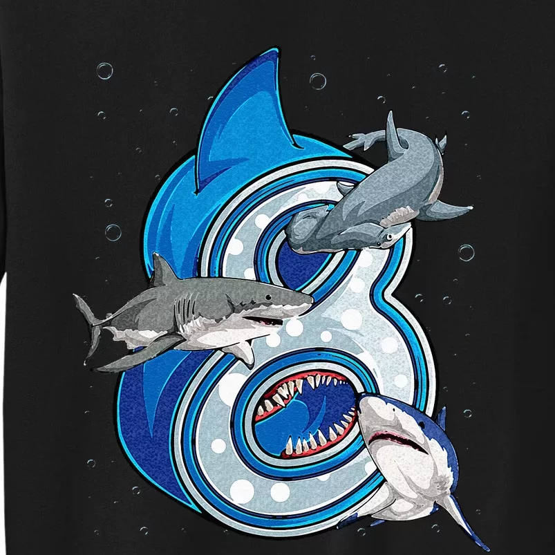 8th Birthday Shark 8 years Old Ocean Shark Bday Sweatshirt