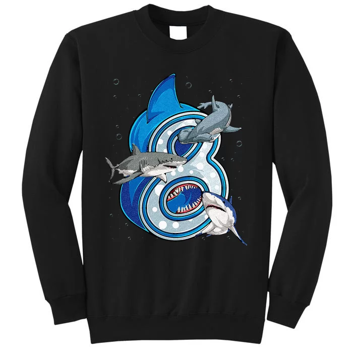 8th Birthday Shark 8 years Old Ocean Shark Bday Sweatshirt