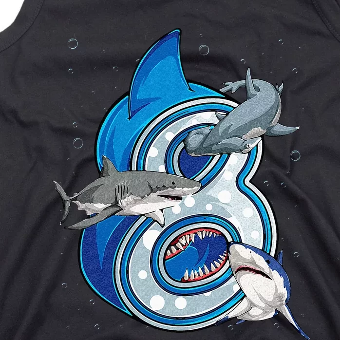 8th Birthday Shark 8 years Old Ocean Shark Bday Tank Top