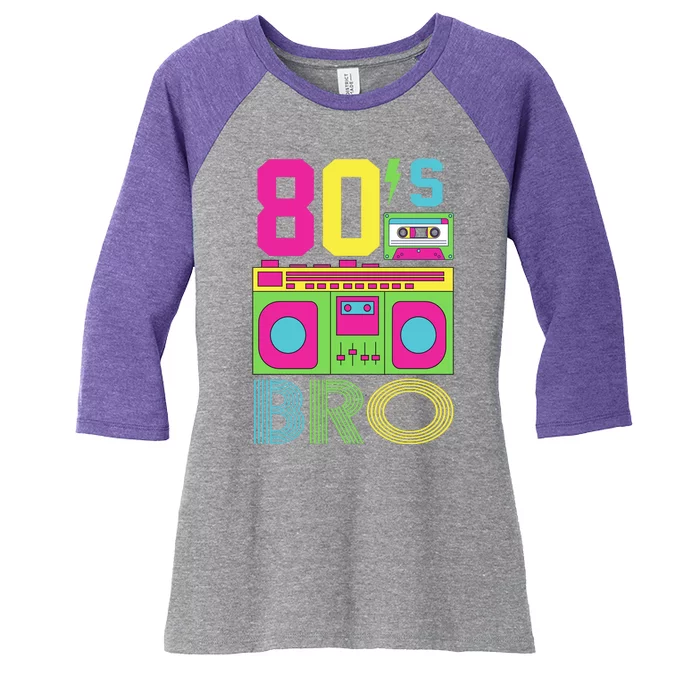 80s Bro Theme Party Retro Music Women's Tri-Blend 3/4-Sleeve Raglan Shirt