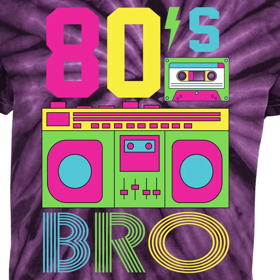 80s Bro Theme Party Retro Music Kids Tie-Dye T-Shirt