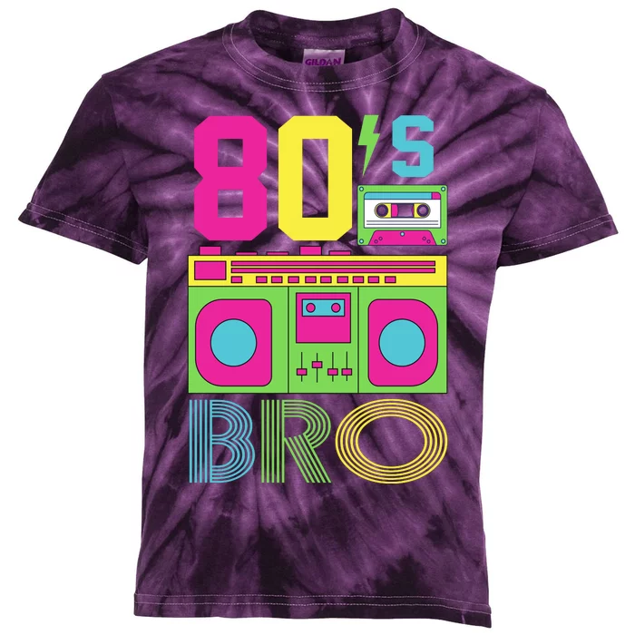 80s Bro Theme Party Retro Music Kids Tie-Dye T-Shirt