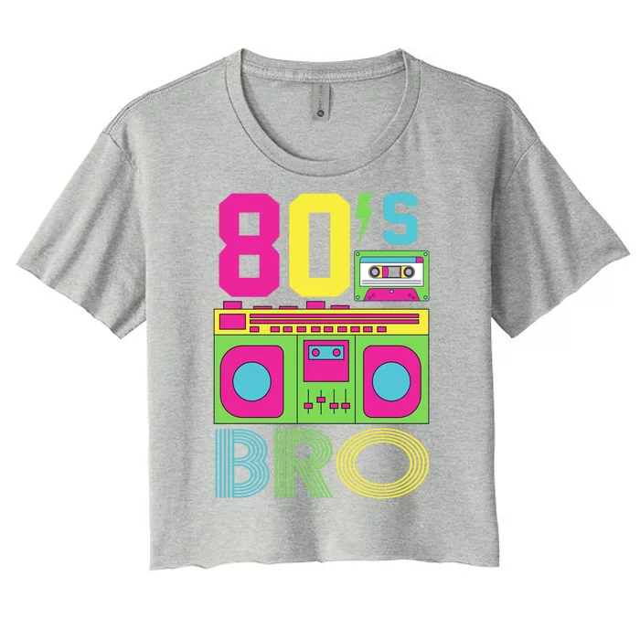 80s Bro Theme Party Retro Music Women's Crop Top Tee