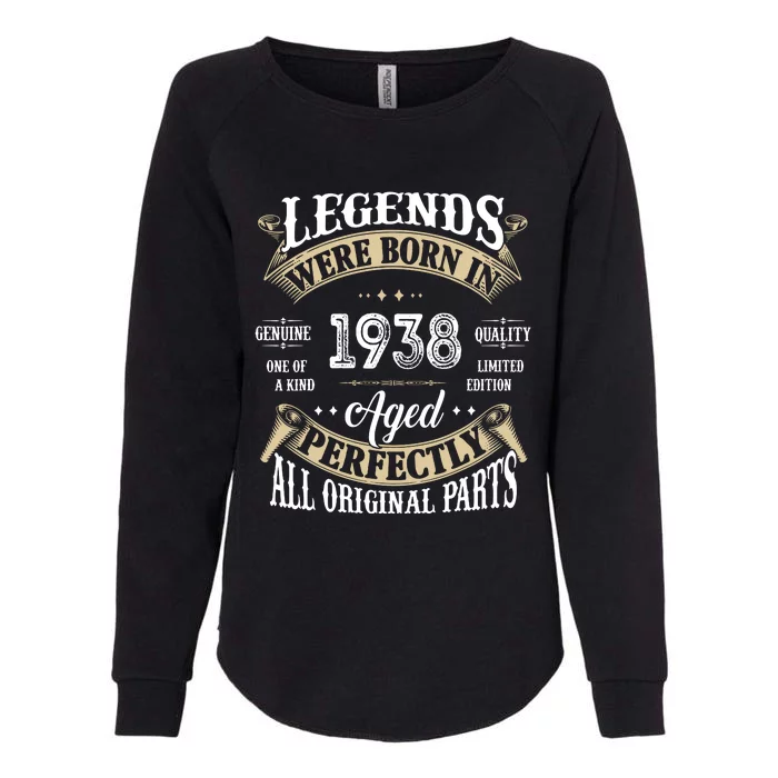 84th Birthday Vintage Legends Born In 1938 Womens California Wash Sweatshirt