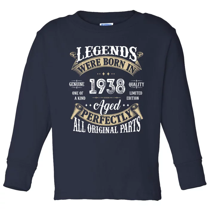 84th Birthday Vintage Legends Born In 1938 Toddler Long Sleeve Shirt