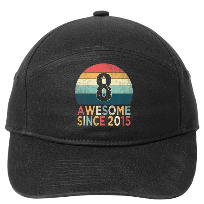 8th Birthday Vintage Retro 8 Years Old Awesome Since 2015 7-Panel Snapback Hat