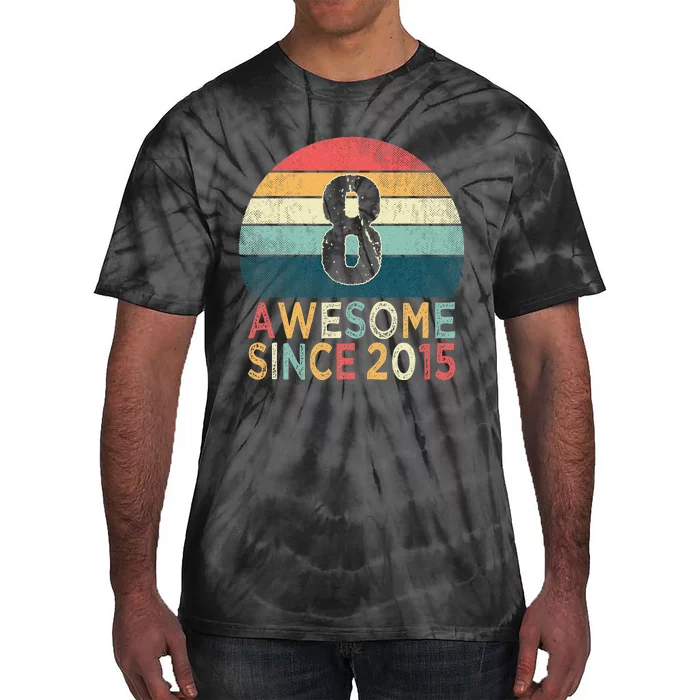 8th Birthday Vintage Retro 8 Years Old Awesome Since 2015 Tie-Dye T-Shirt