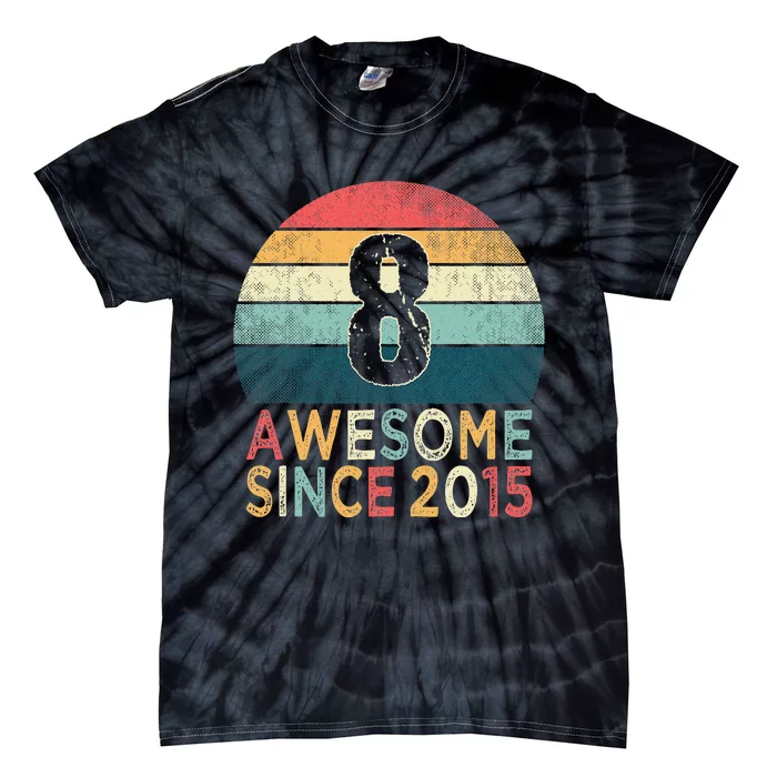 8th Birthday Vintage Retro 8 Years Old Awesome Since 2015 Tie-Dye T-Shirt